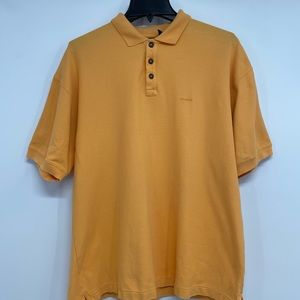 Patagonia Mens Polo T-Shirt Mustard Yellow Organic Cotton Size L